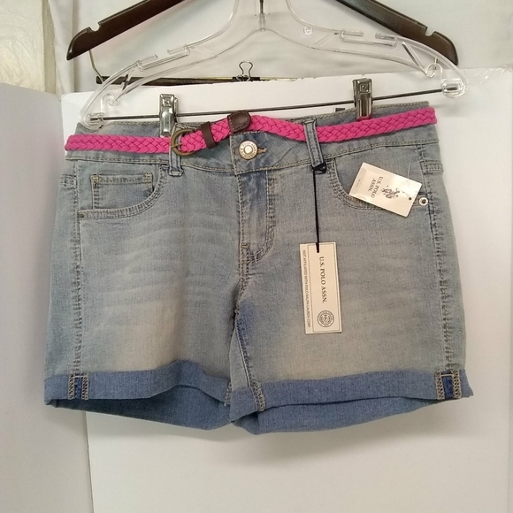 U.s. POLO ASSN. Shorts Daisy Dukes Blue Denim Distressed Jeans Size 9/10 - Picture 4 of 8